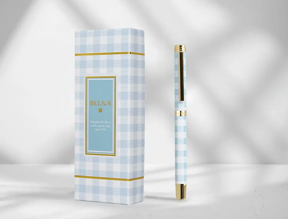 Última Versión Roller belius perfect picnic day aluminio azul celeste dorado tinta color negro caja de diseńo