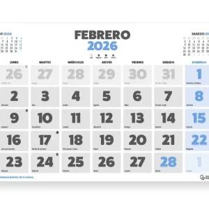 Calendario pared liderpapel clasico 2026 lomo engomado 44x32 cm papel 128 gr Profesional