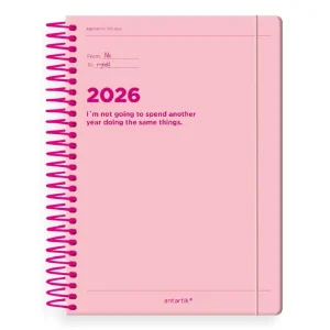 Promoción Agenda espiral antartik manifest A5+ 2026 día página rosa papel 80g fsc