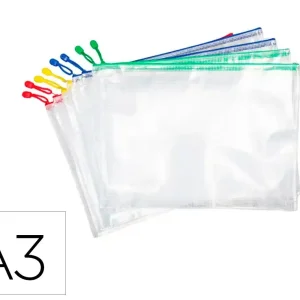Bolsa multiusos djois zipper con cremallera din A3 pack de 8 unidades colores surtidos Precio De Oferta