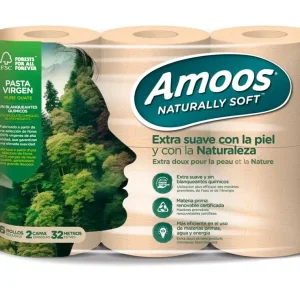 Precio Rebajado Papel higienico amoos naturally soft 2 capas pasta cruda paquete de 6 rollos 32 m