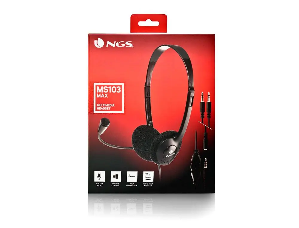 Auricular ngs headset ms103 max con microfono y control de volumen longitud cable 1,5 mt color negro Venta Final