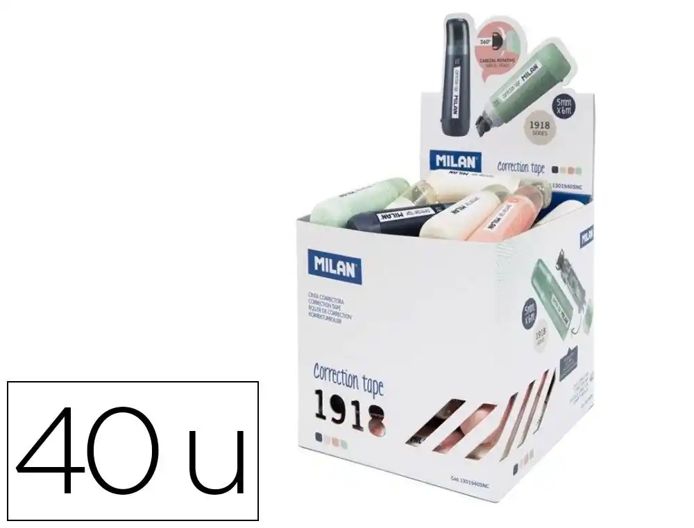 Corrector milan cinta 5 mm x 6 m cilindrico serie 1918 expositor de 40 unidades Artesanal