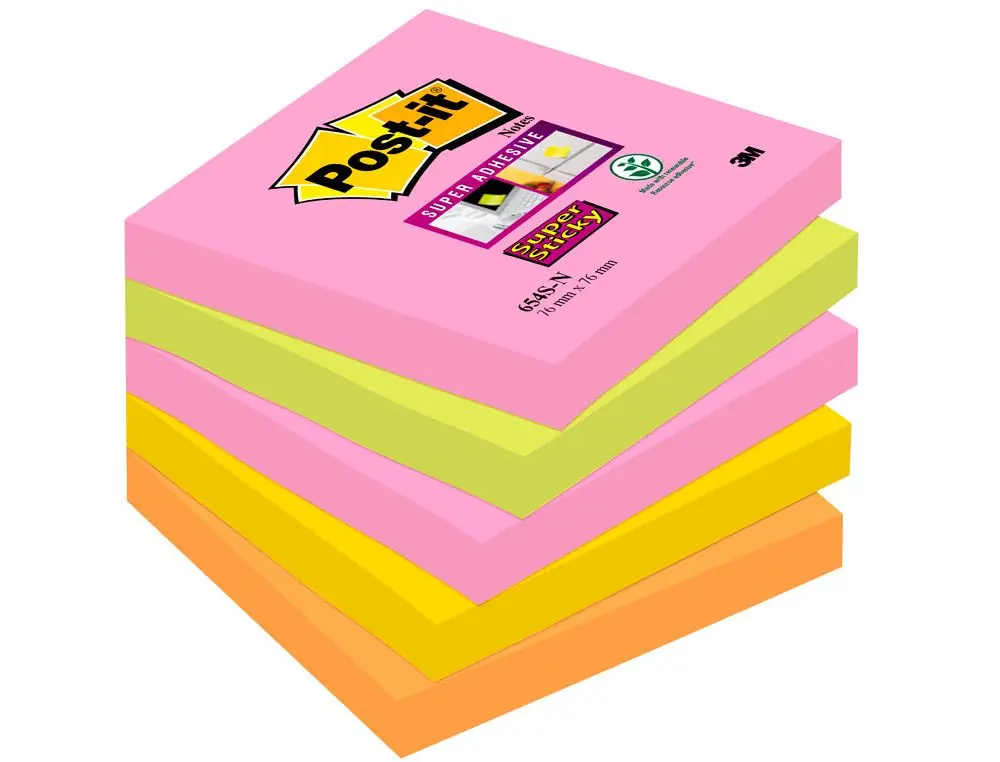 POST-IT Super Sticky Pack 5 blocs 90h Neon surtidos 76x76mm 70005253193 Pago Seguro