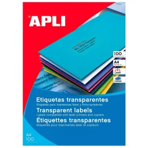 Etiqueta adhesiva apli transparente 48,5x25,4 mm fotocopia laser inkjet caja 20 hojas din a4 con 880 Tendencia