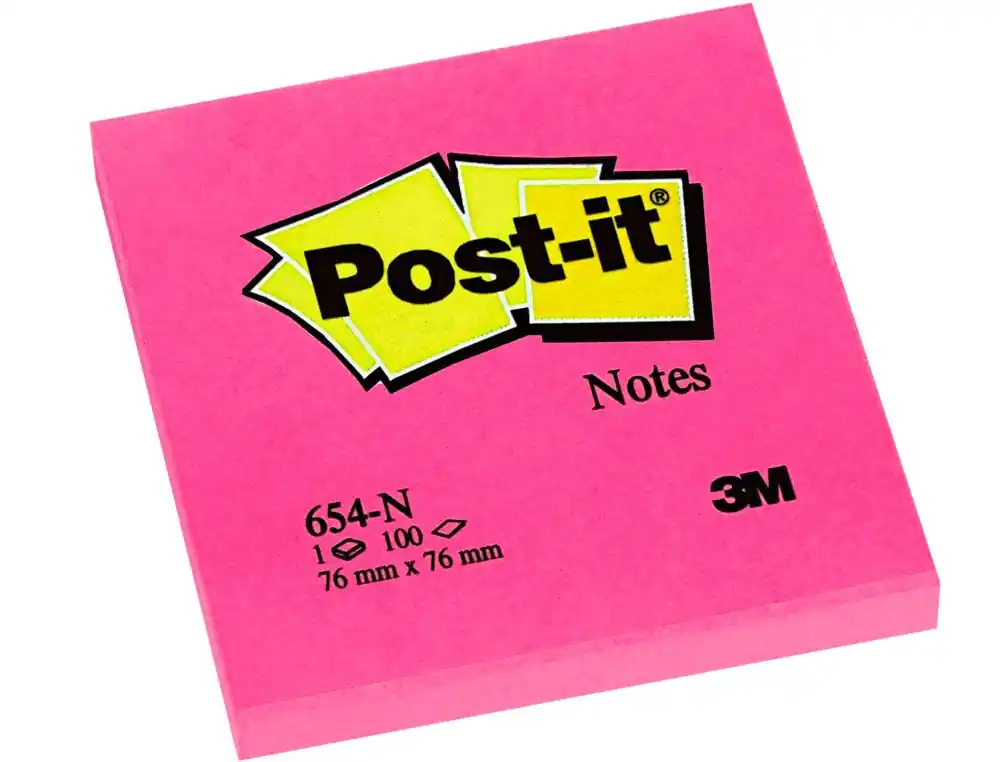 POST-IT Notas adhesivas 100h Rosa neon 76x76mm Nuevo Modelo