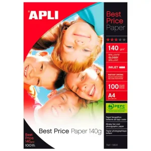 Original Papel fotográfico Apli Best Price brillante A4 de 140 gr. (100 hojas)
