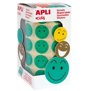 Directo De Fábrica Apli rollo 900 gomets redondos smile verde 14373