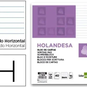 Bloc de Cartas Liderpapel Rayado Holandesa 40 Hojas 60G/M2 Mayoreo