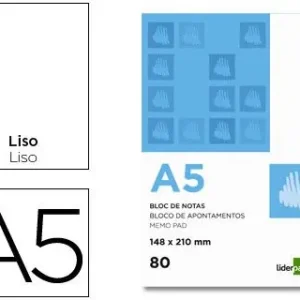 Bloc Notas Liderpapel Liso A5 80 Hojas 60G/M2 Perforado Lujoso