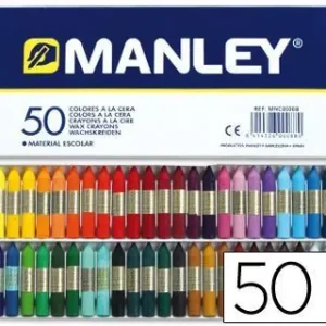 Directo De Fábrica Lapices Cera Manley -Caja de 50 Colores Ref.150