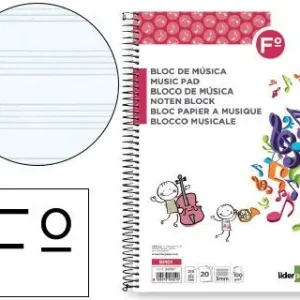 Bloc Musica Liderpapel Pentagrama 3Mm Folio 20 Hojas 100G/M2 Envío Inmediato