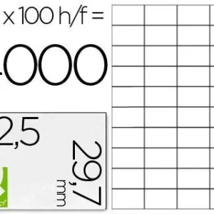 Etiqueta Adhesiva Q-Connect Kf00574 -Tamaño 52,5X29,7 mm -Fotocopiadora -Laser -Ink-Jet-Caja con 100 Hojas Din A4 Mejor Calidad
