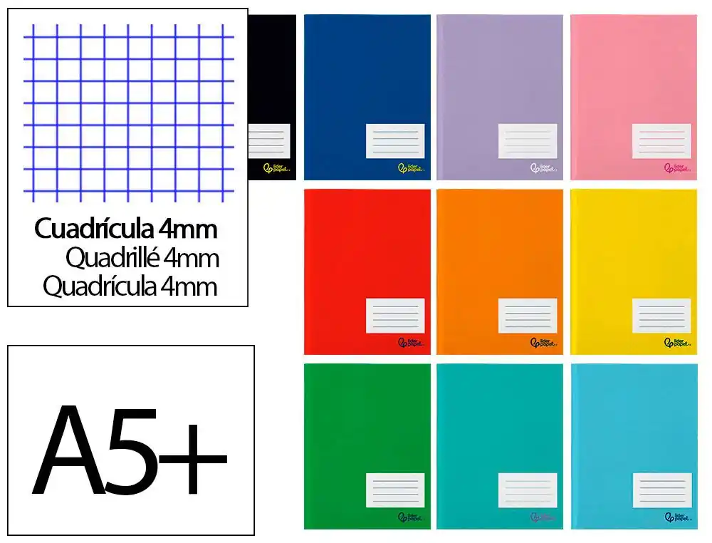 Compra Ahora Libreta liderpapel smart A5 plus 48 hojas 75gr cuadro 4mm con margen colores surtidos