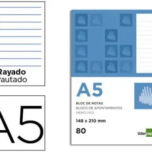 Compra Ahora Bloc Notas Liderpapel Horizontal A5 80 Hojas 60G/M2 Perforado