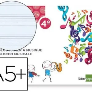 Bloc Musica Liderpapel Pentagrama 5Mm Cuarto 20 Hojas 100G/M2 Grapado Lujoso