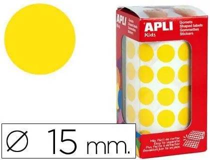 Promoción Exclusiva Gomets Autoadhesivos Circulares 15 mm Amarillo en Rollo con 2832 Unidades
