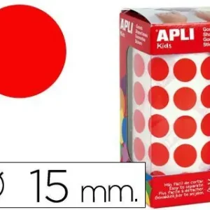 Precio Económico Gomets Autoadhesivos Circulares 15 mm Rojo en Rollo con 2832 Unidades