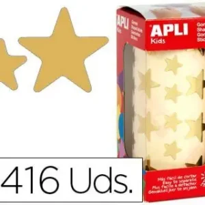 Gomets Autoadhesivos Estrellas Grandes Oro en Rollo con 1416 Unidades Máxima Calidad