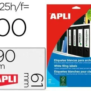 Favorito De Clientes Etiqueta Adhesiva Apli 1233 Tamaño 190X61 mm para Fotocopiadora Laser Ink-Jet Caja 25 Hojas con 100