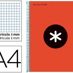 Precio Bajo Cuaderno Espiral Liderpapel A4 Micro Antartik Tapa Forrada 120H 100 Gr Cuadro5Mm 5 Bandas 4 Taladros Color Rojo
