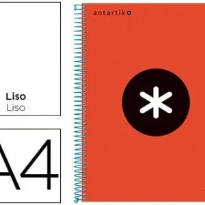 Compra Ahora Cuaderno Espiral Liderpapel A4 Micro Antartik Tapa Forrada 120H 100 Gr Liso con Bandas 4 Taladros Color Rojo