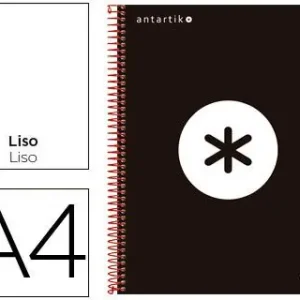 Nuevo Modelo Cuaderno Espiral Liderpapel A4 Micro Antartik Tapa Forrada 120H 100 Gr Liso con Bandas 4 Taladros Color Negro