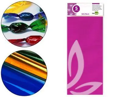 Papel Celofan Liderpapel 50X70 cm 22G/M2 Bolsa de 5 Hojas Rosa Edición Limitada