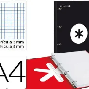 Carpeta con Recambio Liderpapel Antartik A4 Cuadro 5 mm Forrada 4 Anillas 25Mm Color Negro Mejor Precio