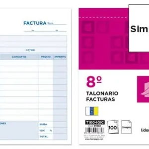 Talonario liderpapel facturas 8º original t100 con i.g.i.c. Directo De Fábrica