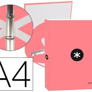 Precio De Fábrica Carpeta liderpapel antartik a4 forrada 4 anillas 25 mm redondas color coral