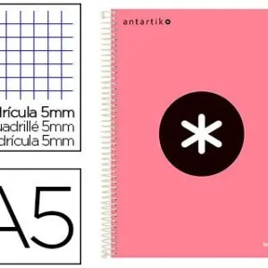 Cuaderno espiral liderpapel a5 micro antartik tapa forrada120h 100 gr cuadro 5 mm 5 band6 taladros color coral Oferta Limitada
