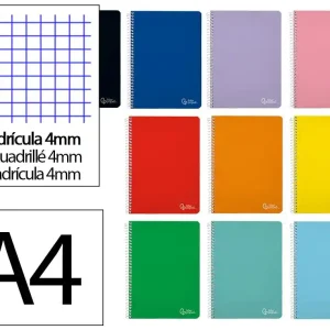 Cuaderno espiral liderpapel A4 witty tapa dura 80h 90gr cuadro 4mm con margen colores surtidos Liquidación