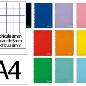 Compra Hoy Cuaderno espiral liderpapel A4 witty tapa dura 80h 90gr cuadro 8mm con margen colores surtidos