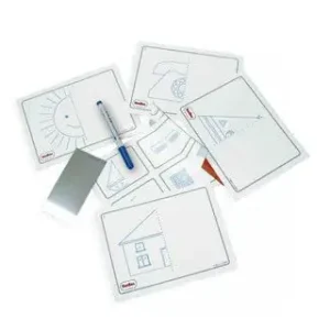 Precio Económico Juego tarjetas reutilizables henbea imagina y completa plastico flexible con ilustraciones 21x15 cm