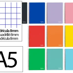 Precio De Fábrica Cuaderno espiral liderpapel A5 witty tapa dura 80h 90gr cuadro 8mm con margen colores surtidos