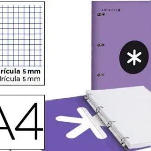 Carpeta con recambio liderpapel antartik a4 cuadro 5mm forrada 4 anillas 25mm color coral Pedido Al Por Mayor