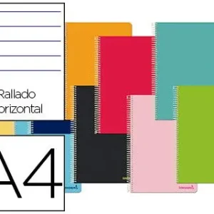 Compra Ahora Cuaderno espiral liderpapel a4 micro jolly tapa forrada 140h 75 gr horizontal 5 bandas4 taladros colores surtidos
