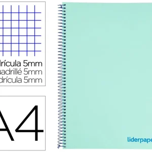 Cuaderno espiral liderpapel a4 micro wonder tapa plastico 120h 90 gr cuadro 5 mm 5 bandas 4 taladros color verde Pedido Al Por Mayor
