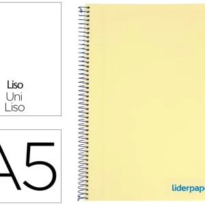 Ordenar Ahora Mismo Cuaderno espiral liderpapel a5 micro wonder tapa plastico 120h 90g cuadro 5mm 5 bandas 6 taladros color amarillo