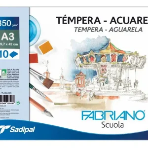 Bloc dibujo acuarela sadipal fabriano encolado DIN A3 10 hojas 350 g/m2 grano suave Bestseller