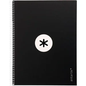 Cuaderno espiral liderpapel a4 micro antartik tapa forrada 80h 90 gr cuadro 5mm 1 banda 4 taladros negro Tendencia