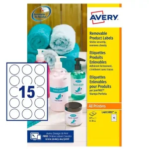 Etiqueta adhesiva avery blanca redonda removible para impresora laser inyeccion tinta fotocopiadora 51 mm Premium