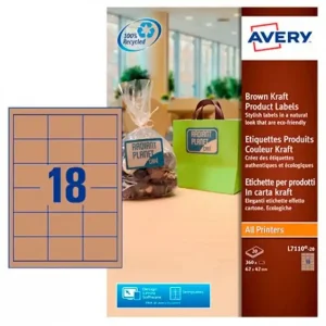 Etiqueta adhesiva avery kraft efecto carton rectangular removible para impresora laser inyeccion tinta Entrega Rápida
