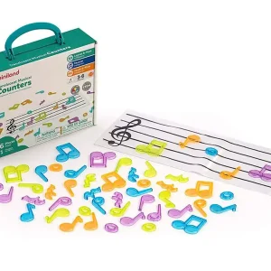 Juego miniland set de contadores translucidos contenido 96 notas musicales y 1 pentagrama transparente Precio Bajo