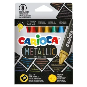 Artesanal Lapices de cera carioca metallic triangular caja de 8 colores surtidos