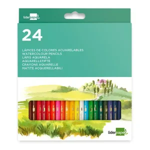Auténtico Lapices de colores acuarelables liderpapel caja de 24 colores surtidos