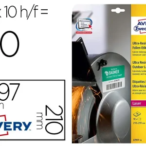Etiqueta adhesiva avery politileno blanco permanente laser fotocopiadora 210x297 mm blister 10 unidades Última Versión