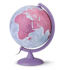 Globo terraqueo nova rico con luz base y meridiano color morado diametro 25 cm Original