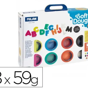 Edición Limitada Pasta milan para modelar soft dough muchas letras con herramientas maletin con 8 botes colores surtidos 59 g